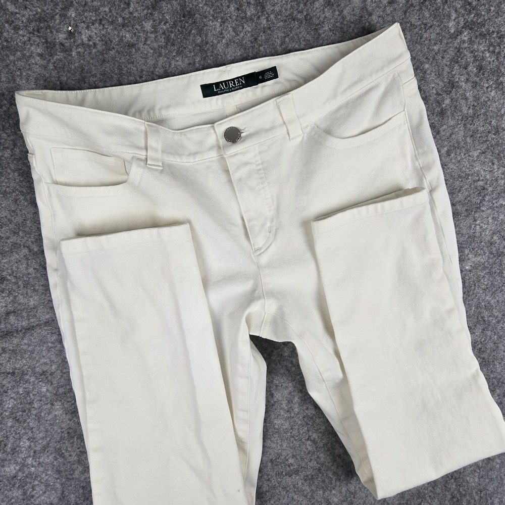 Lauren Ralph Lauren Womens Off White Slim Fit Stretch Cotton Pants Size 6